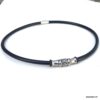 N7328e Collier ras de cou cuir homme acier inoxydable argenté - Bijoux Colliers en ligne Ninanina