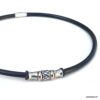 N7328f Collier ras de cou cuir homme acier inoxydable argenté - Bijoux Colliers en ligne Ninanina