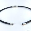 N7328g Collier ras de cou cuir homme acier inoxydable argenté - Bijoux Colliers en ligne Ninanina