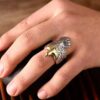N5351d Bague aigle homme acier inoxydable argenté réglable - Bijoux Bagues en ligne Ninanina