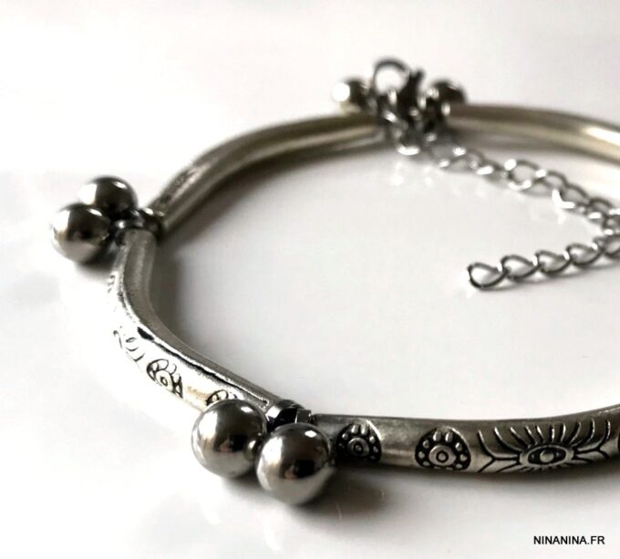 N7202d Bracelet cheville femme indien métal et acier argent - Bijoux de pied en ligne Ninanina