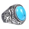 N7341 Bague homme acier inoxydable chevalière pierre bleu turquoise - Bijoux Bagues en ligne Ninanina