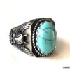 N7342 Chevaliere homme acier inoxydable pierre bleu turquoise - Bijoux Bagues en ligne Ninanina