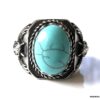 N7342b Chevaliere homme acier inoxydable pierre bleu turquoise - Bijoux Bagues en ligne Ninanina