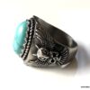 N7342e Chevaliere homme acier inoxydable pierre bleu turquoise - Bijoux Bagues en ligne Ninanina