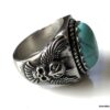 N7342g Chevaliere homme acier inoxydable pierre bleu turquoise - Bijoux Bagues en ligne Ninanina