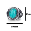 N7342i Chevaliere homme acier inoxydable pierre bleu turquoise - Bijoux Bagues en ligne Ninanina