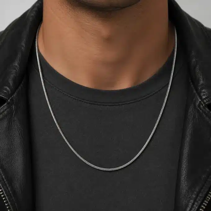 N7343c Chaine serpent homme maille Acier inoxydable argenté - Bijoux colliers hommes en ligne Ninanina