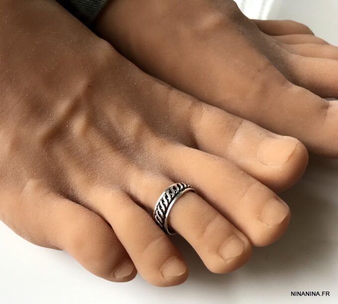 N7349b Bague de pied pour homme plaqué argent réglable - Bijoux Bagues en ligne Ninanina