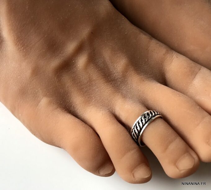N7349c Bague de pied pour homme plaqué argent réglable - Bijoux Bagues en ligne Ninanina