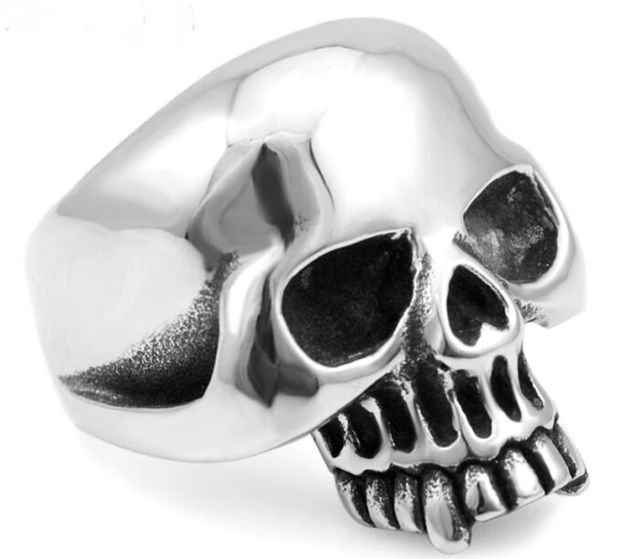N7350 Bague homme tete de mort acier inoxydable style biker -Bijoux Bagues en ligne Ninanina
