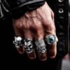 N7350d Bague homme tete de mort acier inoxydable style biker -Bijoux Bagues en ligne Ninanina
