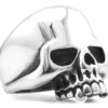 N7350e Bague homme tete de mort acier inoxydable style biker -Bijoux Bagues en ligne Ninanina