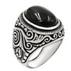 N7844 Bague Homme Pierre Noire Howlite Et Acier inoxydable - Bijoux Bagues en ligne Ninanina
