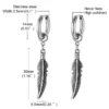 N7363a Boucle d'oreille plume homme creole Acier Inoxydable - Boucles d'oreilles en ligne Ninanina