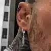 N7363b Boucle d'oreille plume homme creole Acier Inoxydable - Boucles d'oreilles en ligne Ninanina