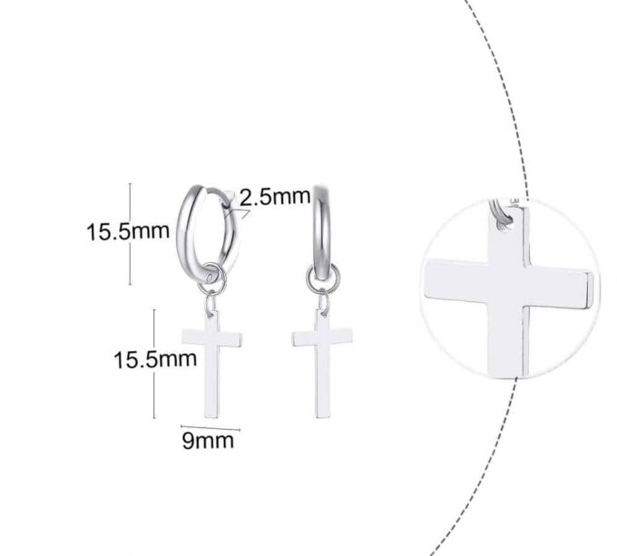 N7365e Boucle d'oreille homme croix Acier inoxydable - Bijoux Boucles d oreilles en ligne Ninanina