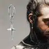 N7366 Creole avec croix quatre pointes Homme Acier Inoxydable - Boucles d'oreilles en ligne Ninanina
