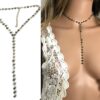 N7372d Collier en emeraude veritable forme cravate pour femme - Bijoux Colliers en ligne Ninanina