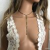 N7372f Collier en emeraude veritable forme cravate pour femme - Bijoux Colliers en ligne Ninanina