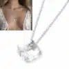N7373 Collier Femme Coeur Swarovski Artisanal - Pendentif cristal imposant sur Chainette Argent 925 - Bijoux colliers coeurs en ligne Ninanina