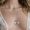 N7373a Collier Femme Coeur Swarovski Artisanal - Pendentif cristal imposant sur Chainette Argent 925 - Bijoux colliers coeurs en ligne Ninanina
