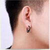 N7378 Boucle d'oreille noire homme anneau Acier Inoxydable - Bijoux Boucles d'oreilles en ligne Ninanina