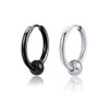 N7378E Boucle d'oreille noire homme anneau Acier Inoxydable - Bijoux Boucles d'oreilles en ligne Ninanina