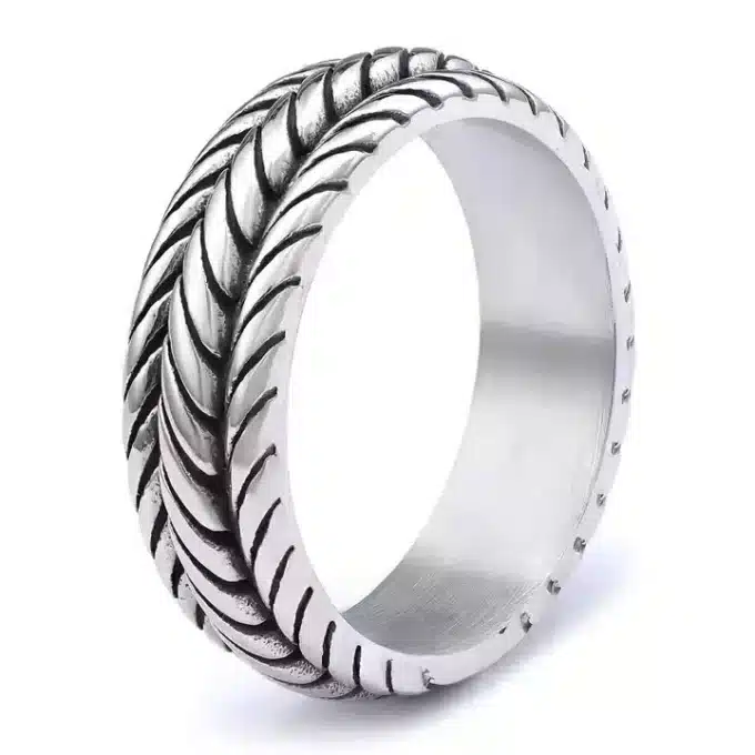 N7379b Bague Biker Pneu de Moto Anneau Acier inoxydable - Bijoux Bagues Hommes en ligne Ninanina