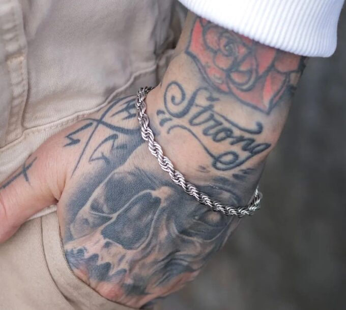 N7380d Bracelet torsade Homme Corde Acier inoxydable - Bijoux Bracelets en ligne Ninanina