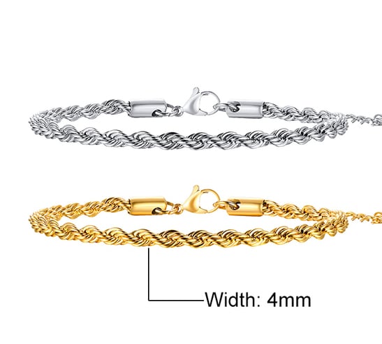 Bracelet maille Corde Acier inoxydable argenté - Ninanina