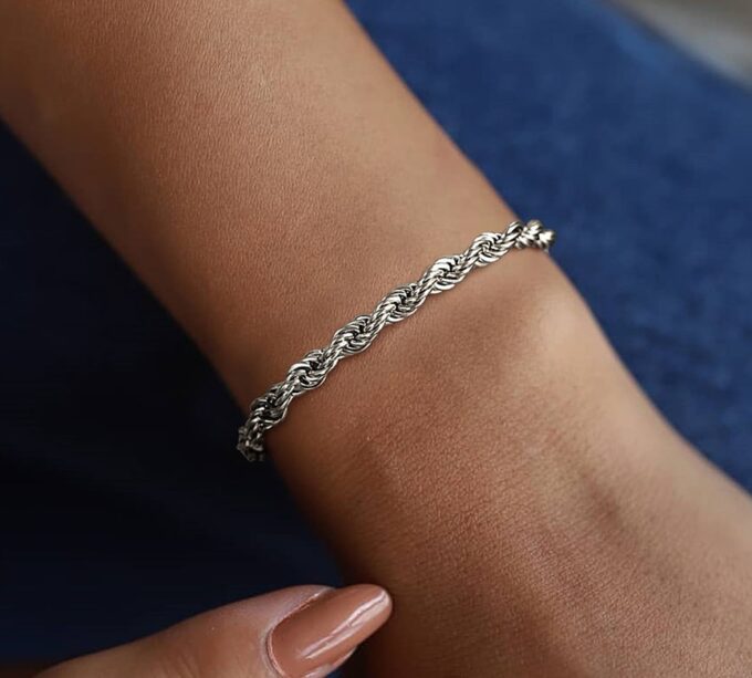 N7380g Bracelet torsade Homme Corde Acier inoxydable - Bijoux Bracelets en ligne Ninanina