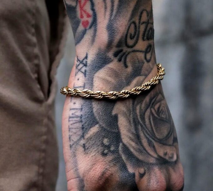 N7381 Bracelet torsadé or Homme Acier inoxydable doré - Bijoux Bracelets en ligne Ninanina