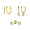 N7400a Boucle d'oreille 3 trou argent plaqué or et zirconium - Bijoux Boucles d'oreilles en ligne Ninanina
