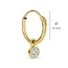 N7400c Boucle d'oreille 3 trou argent plaqué or et zirconium - Bijoux Boucles d'oreilles en ligne Ninanina
