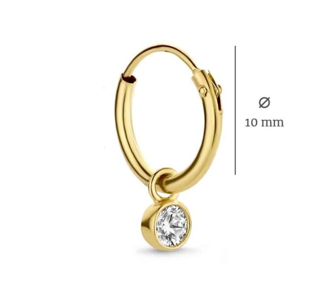 N7400c Boucle d'oreille 3 trou argent plaqué or et zirconium - Bijoux Boucles d'oreilles en ligne Ninanina