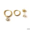 N7400f Boucle d'oreille 3 trou argent plaqué or et zirconium - Bijoux Boucles d'oreilles en ligne Ninanina