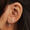 N7400g Boucle d'oreille 3 trou argent plaqué or et zirconium - Bijoux Boucles d'oreilles en ligne Ninanina