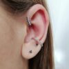 N7401a Boucle d'Oreille 3 Trous Argent 925 Oxyde Zirconium noir - Bijoux Boucles d'oreilles en ligne Ninanina