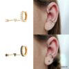 N7401b Boucle d'Oreille 3 Trous Argent 925 Oxyde Zirconium noir - Bijoux Boucles d'oreilles en ligne Ninanina