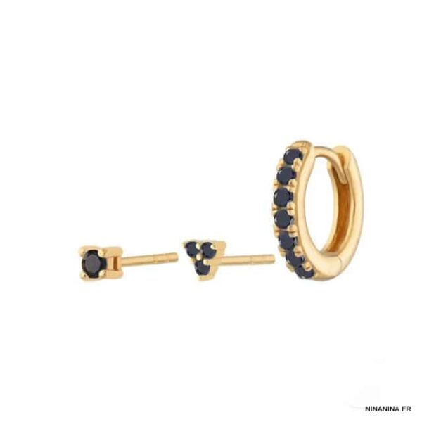 Boucles D'oreilles Cœur DEBRA Plaqué Or 18K Avec Zirconium - Puces à Clous, Neuf étiqueté