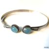 N7420c Jonc avec pierre de couleur bleu argent plaqué - Bijoux Bracelets en ligne Ninanina