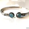 N7420d Jonc avec pierre de couleur bleu argent plaqué - Bijoux Bracelets en ligne Ninanina