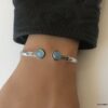 N7420f Jonc avec pierre de couleur bleu argent plaqué - Bijoux Bracelets en ligne Ninanina