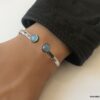 N7420g Jonc avec pierre de couleur bleu argent plaqué - Bijoux Bracelets en ligne Ninanina