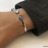 N7420h Jonc avec pierre de couleur bleu argent plaqué - Bijoux Bracelets en ligne Ninanina