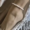 N7429h Bracelet de cheville perle d'eau douce blanche Argent 925 - Bijoux de pied en ligne Ninanina