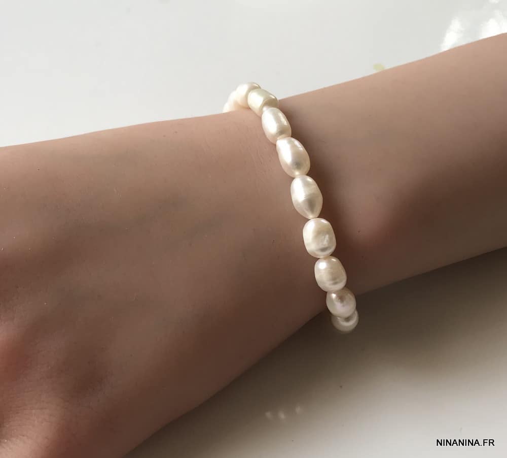 NINA l Bracelet élastique en perles plates