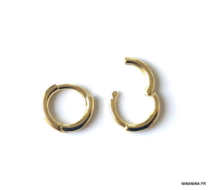 N7432a Creoles 6mm or plaqué sur Argent 925 - Bijoux Boucles d'oreilles en ligne Ninanina