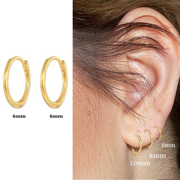 N7432f Creoles 6mm or plaqué sur Argent 925 - Bijoux Boucles d'oreilles en ligne Ninanina